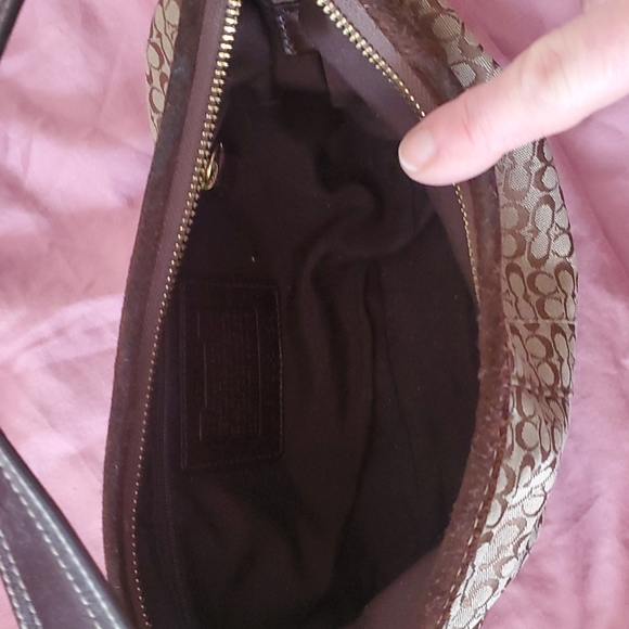 Vintage COACH EST.1941 mini hobo purse suede leather and classic coach pattern - Picture 5 of 8